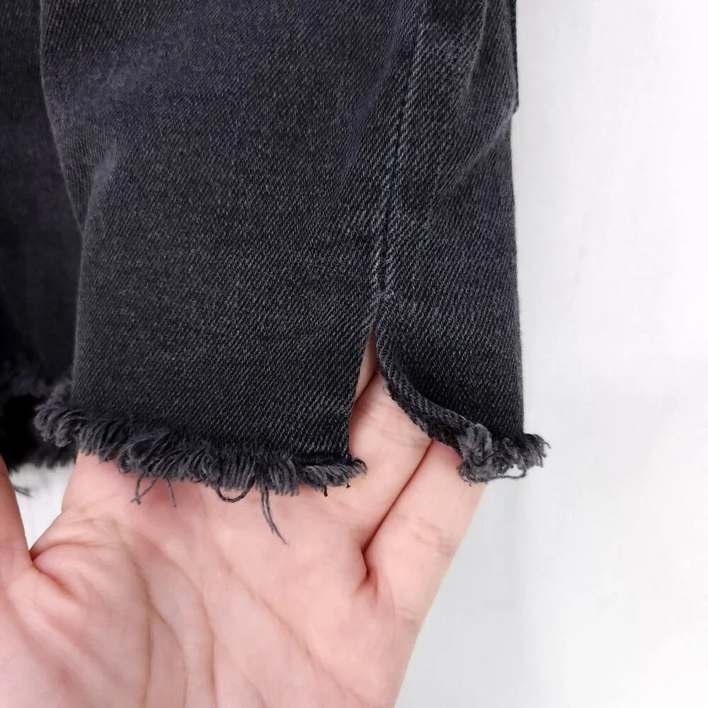 Madewell Denim Jean Shorts High Rise Womens Size 23 Cut Off Button Fly Black - Picture 4 of 10